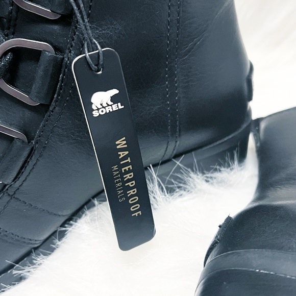 Sorel NWT Black Cate Lace-Up All-Leather Bootie Size 6.5 - Picture 16 of 16